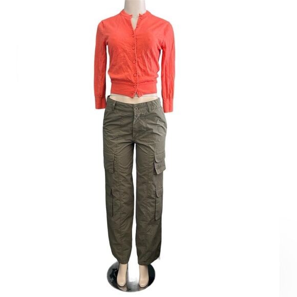 Faded Rose Essentials Multi Pocket Cargo Pants Olive Green Straight Leg Medium - Picture 3 of 6